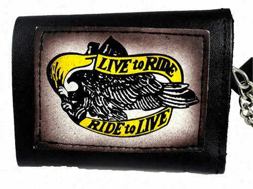 Lead To Rid Ride To Exist  Genuine Leather Chain Wallet