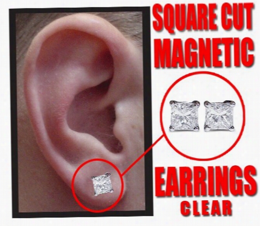 Magnetic C.z Pair Of Regulate Cut Earrings (lareg 8mm)