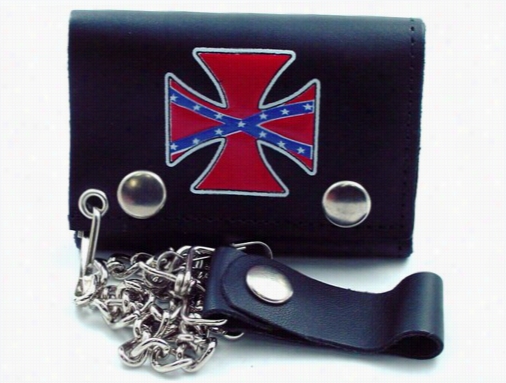 Rebel Iron Cross Genuine Leather Chain Wallet