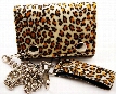 Fuzzy Leopard Print Chain Wallet