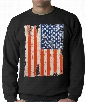 Vertical Distressed American Flag Adult Crewneck