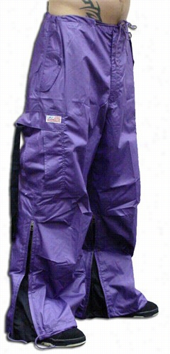 Unisex Basic Ufo Pants Witth Expandable Bottoms (purple / Black)