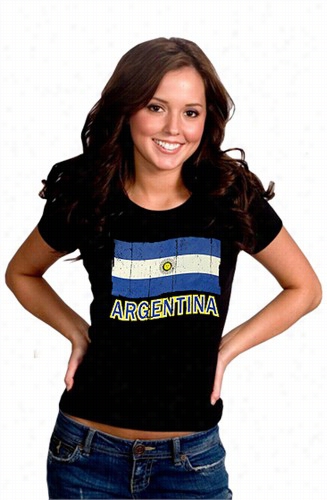 Vintage Argentina Waving Flag Lass's T-shirt