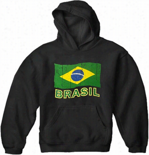 Vintaage Brasil Waving Flag Adult Hoodie