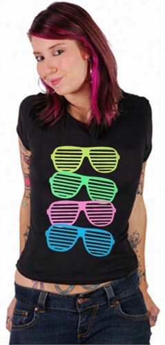 80's Style Sunglasses Black Lighht Ressponsive Girls T-shirt