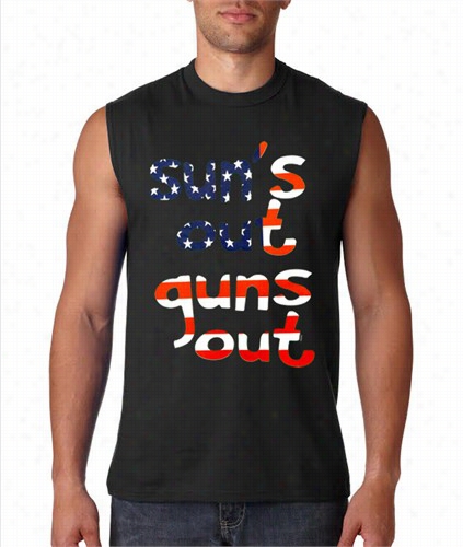 American Flag Sun's Out Guns Ouut Sleeveless T-shirt