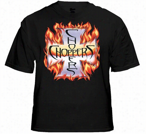 Biker Shirts - &quot;chopper In Flames&quot; Biker Shirt