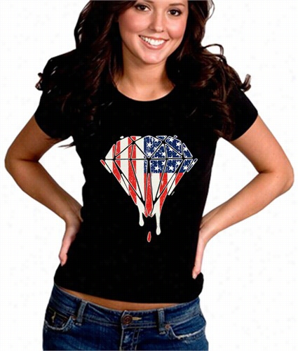 Drippping American Flag Diamond Girl's T-shirt