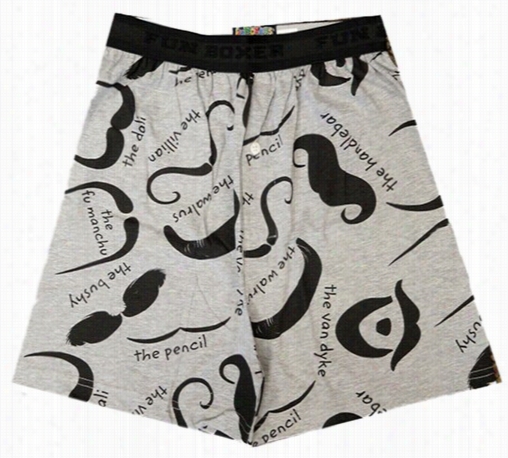 Fun  Boxers - 'staches Men's Bboxer Shorts (gray)