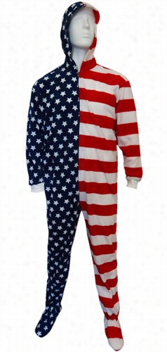 Fun Footies - American Flagg Unisex Audlt Fwety Pajamas