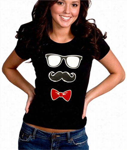 Glasses ,mustache, And Bend Tie Girl's Ts-hitr