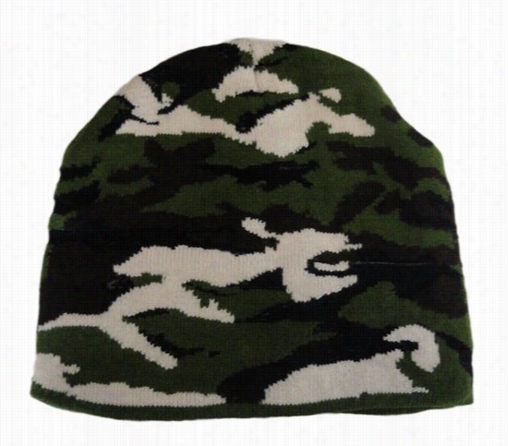 Green Camo Knit Beanie