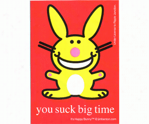 Happy Bunny You Suck  Big Time Sticker