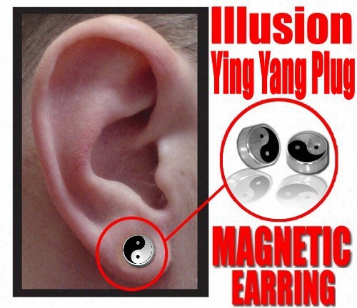 Illusion Ying Yang Magnetic Stud Earring (hcrome)