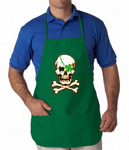 Irish Shamock  Skull And Corssbones Apron