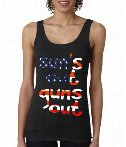 Ladies American Flag Sun's Out Guns Out Tank Top