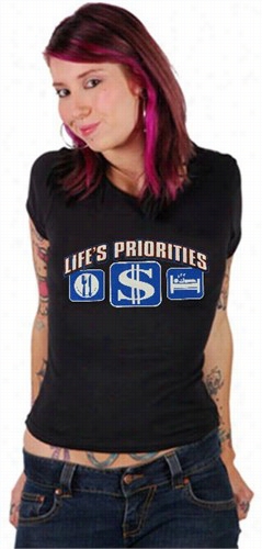 Life's Prioritirs - Eat, Sleep & Make Money Girls T-shirt