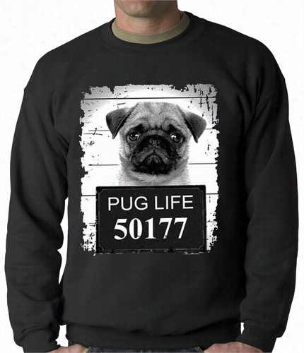 Mug Shot Pug Conduct Funny Adult Crewneck