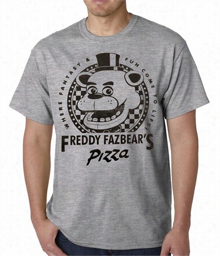 Official Five Nights At Freddy's Fazbears Piz Za Mens T-shirt (heather Grey)