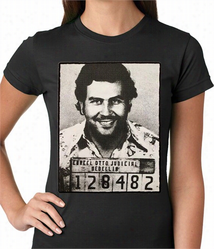 Pablo Escobar Ssmiling Mug Shot Ladies T-shi Rt