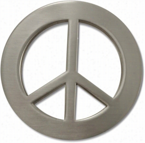 Peace Sign Belt Buckle With Free Leather Belt