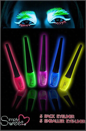 Set Of 5 Neon Black Light Glowing Eye Liner