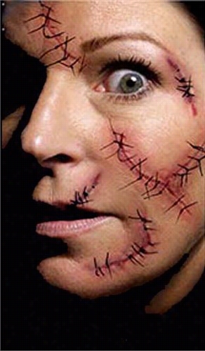 Special Effects Temporary Tattoos - Stapled And Stitched Face Tattoo