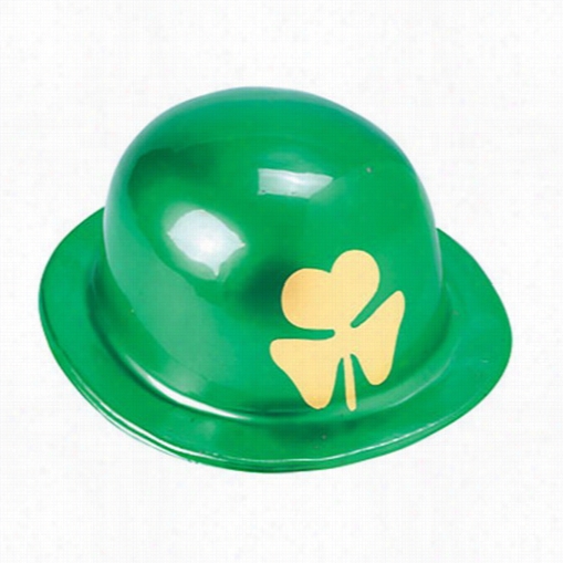 St Patrick's Day Derby Hats With Gold Shamrock (12 Pack)