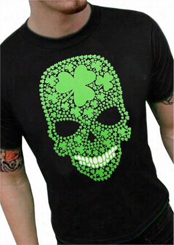 St. Patrick's Day Shamrock Sugar Skull Men's T-shjrt