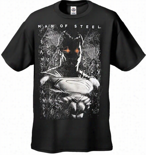 Superman Man Of Steel &quot;red Eyes&quot; Men's T-shirt On Black