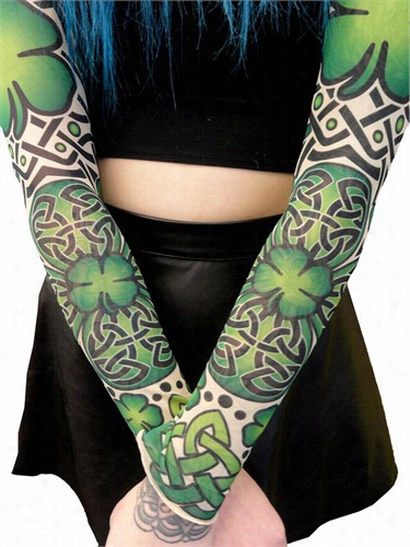 Tattooo Leeves - Irish Shamroc Kst. Patrick's Day Tattoo Sleeves (pair)