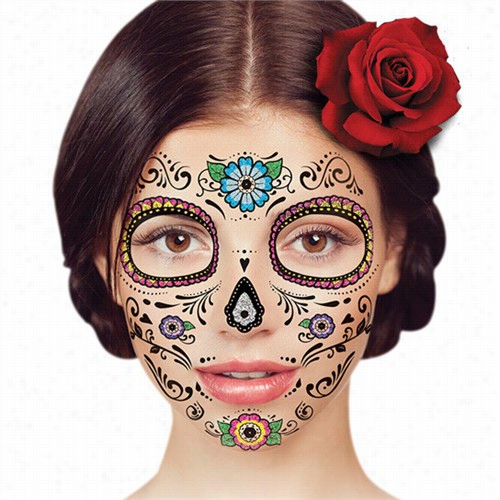 Temporary Face Tattoo -- Fl Oral Day Of The Dead