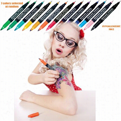 Temporary Tattoo - 18-piece Temporary Tattoo Pen Kit