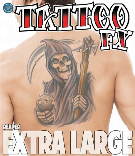 Temporary Tattoo (full Again) - Bike Reaper With Eight Globe