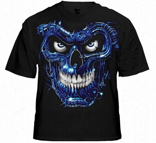 Terminator Skull Blue T-shirt