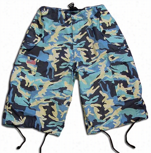 Unisex Basic Ufo Shorts (dark Blue Camo)