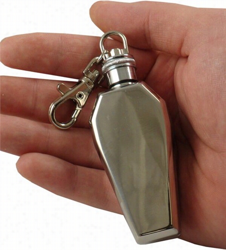 1 Oz Stqinless Steel Coffin Fask Keychain