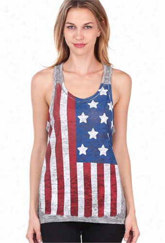 American Flga Vintage Burnout Racer Back Tank Top