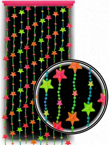 Beaded Curtains - Black Light Reactive Neon Stars Door B Eads