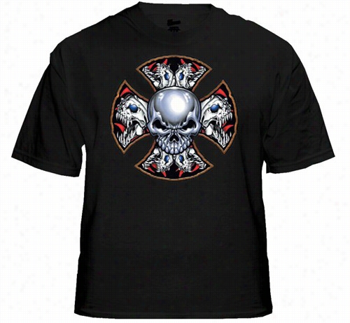 Bike Rt-shirts - &qyot;demon Idonn Cross&quot; Bbiker Shirt