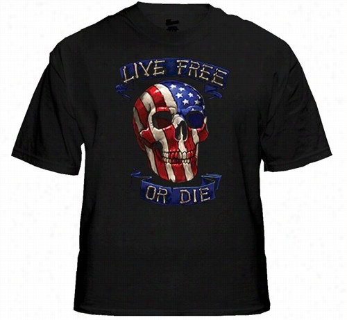 Biker T-sihrts - &quot;live Free Or Die American Biker&quot; Biker Shirt