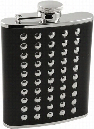 Chrome Studded Leather Wrap Hp Flask