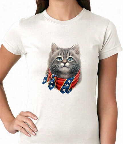 Confederate Rebel Kitten Ladies T-shirt