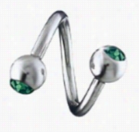 Deep Navel Twist With Emerald Greeb Stone