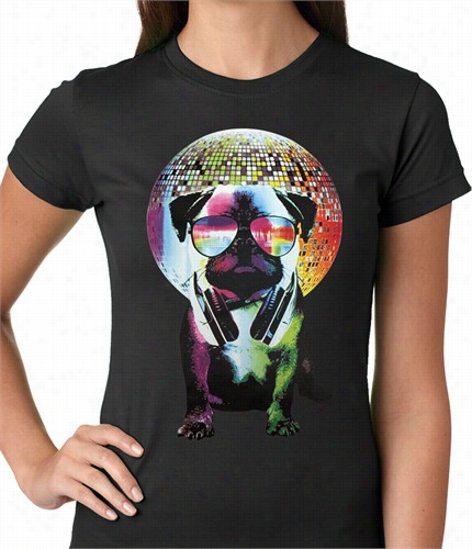 Disco Pug Ladies T-shirt