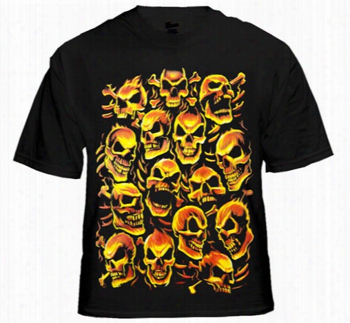 Fiery  Skull Plie Men's T-shirt (black)