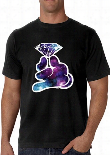 Galaxy Cartoon Hand Holding Dimond Men's T-shirt