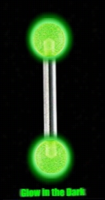 Glow In The  Dark 14ga. Surgical Steel Barbell