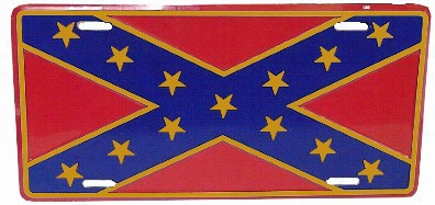 Gold Trim Confederate Flag License Plaet