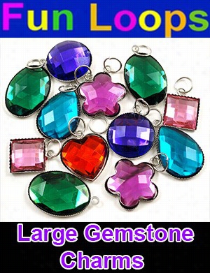 Large Gemstone Charmms For Rainbow Loom Bracelets (set Of 12)